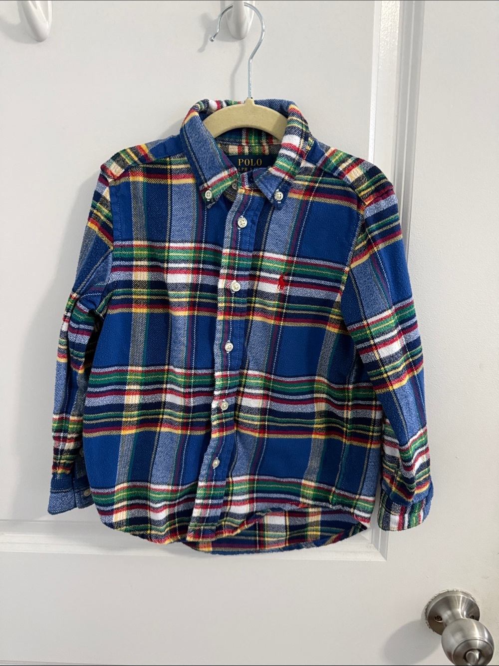 Ralph Lauren Blue Multi‑Color flannel Plaid Button-Down - size 4T